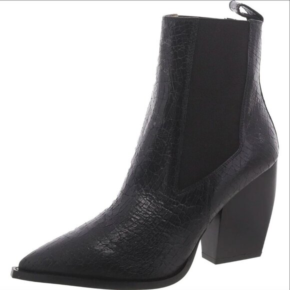New ALLSAINTS Ria Black Size 11 Leather Croc Embossed Ankle Boots MSRP$379 - Picture 12 of 12
